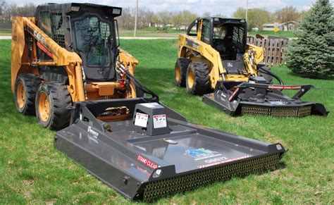 skid steer on lawn|mowing attachment for skid steer.